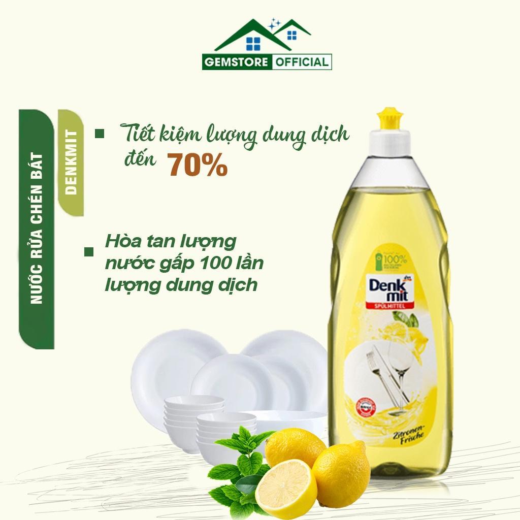 Nước Rửa Chén Bát Đa Năng Denkmit, Dung Dịch Rửa Bát Đĩa, Dung Tích 1L, Hương Chanh, Nhập Đức