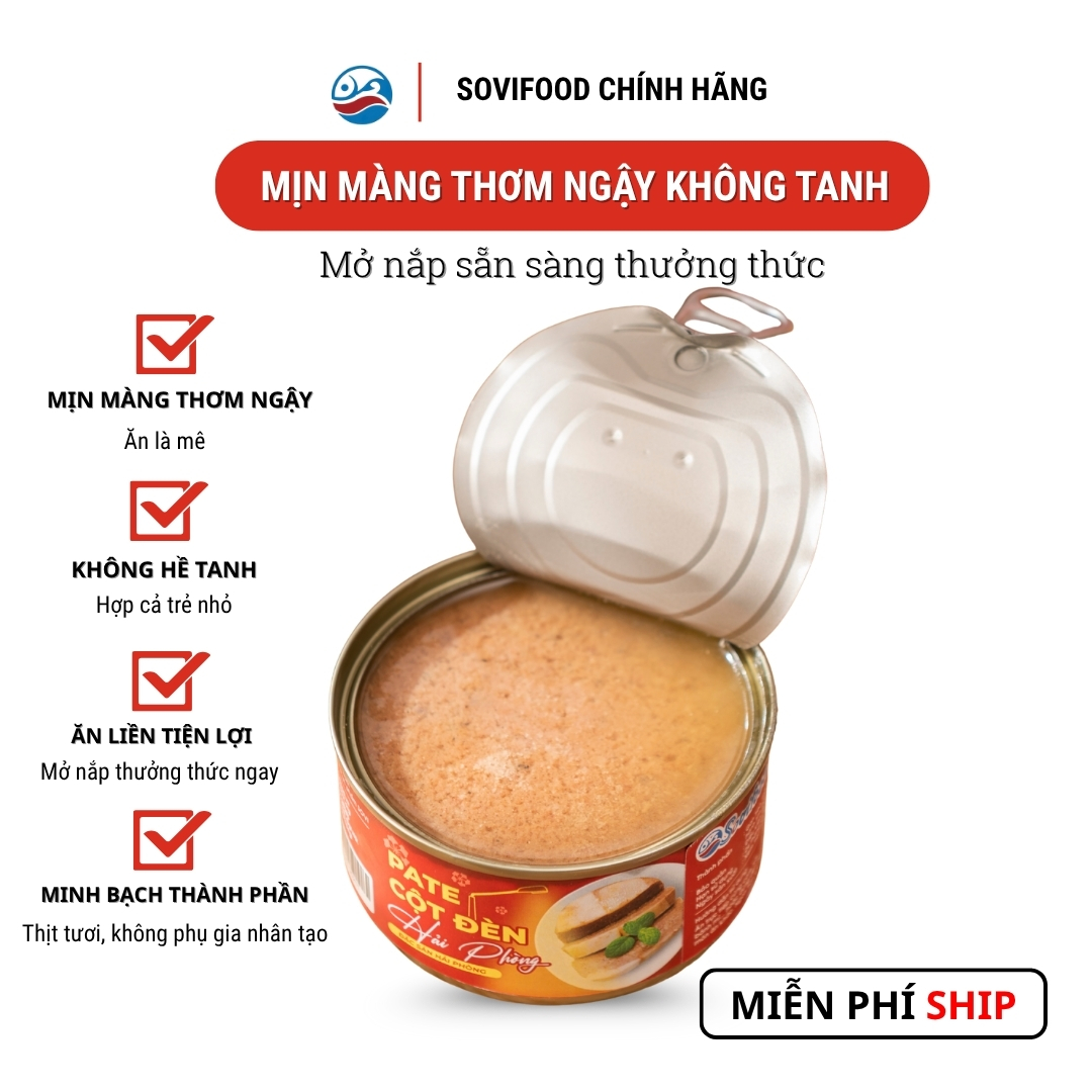 Combo 10 lon - Pate Cột Đèn Hải Phòng Sovifood - Nhiều Thịt, Ít Gan - 1,9KG