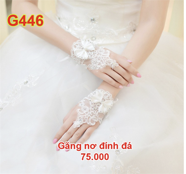 Găng tay cô dâu đẹp đính nơ xỏ ngón mẫu mới 2022 Giangpkc