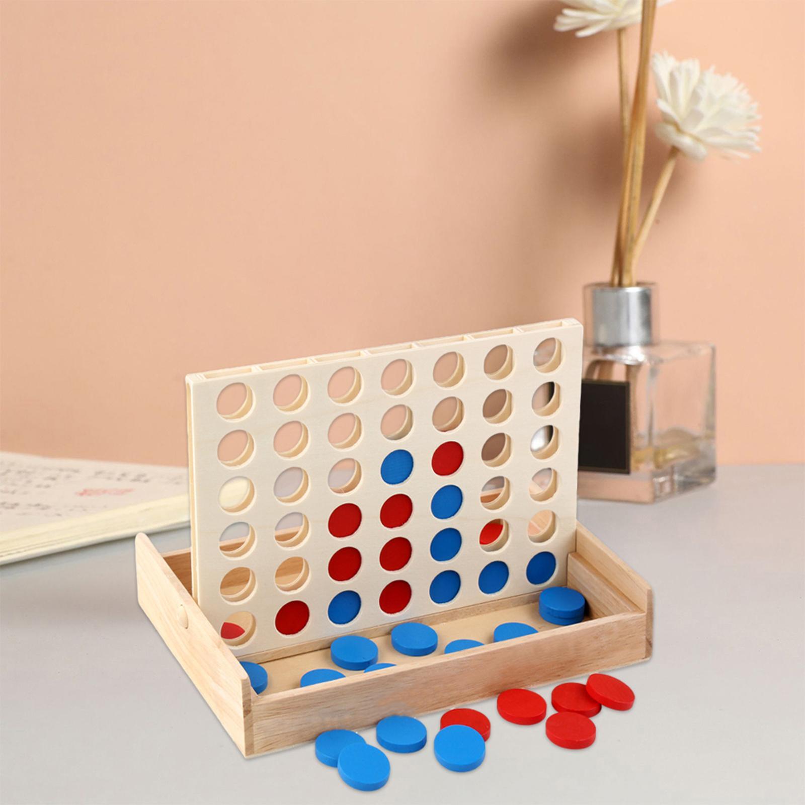 Kids Wooden 4 in Wooden Board Game Fun Block Board Early Learning Toys