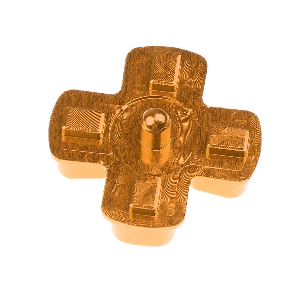 2Pieces Gamepad Metal ABXY Button + Analog Thumbsticks Joystick + Chrome D-pad for Sony PS4 DualShock Game Controller Gold+Red