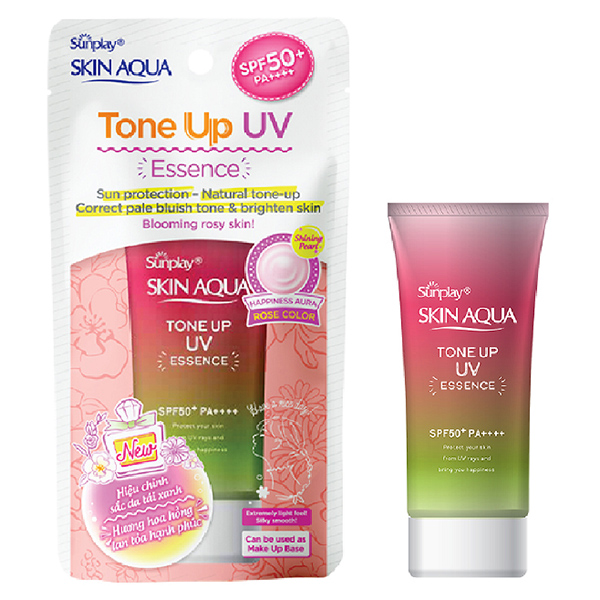 Tinh Chất Chống Nắng Nâng Tông Dành Cho Da Khô/Thường Sunplay Skin Aqua Tone Up UV Essence Happiness Aura (Rose) (Cho Da Sáng Hồng, Khuyết Điểm Xanh) (50g)