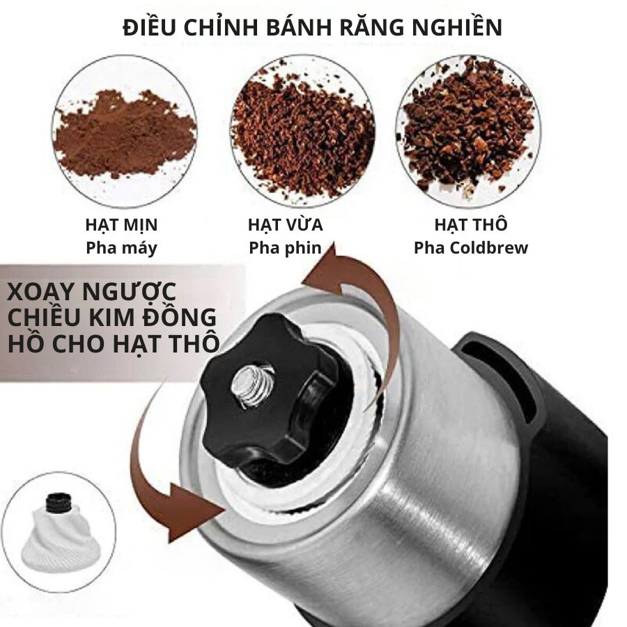 Máy xay hạt cafe Mishio chỉnh độ thô mịn phù hợp pha máy, pha phin, coldbrew - Hàng chính hãng