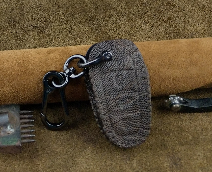 Bao Da Chìa Khóa cho Ô Tô Peugeot 3008/5008 Da Đà Điểu màu xám