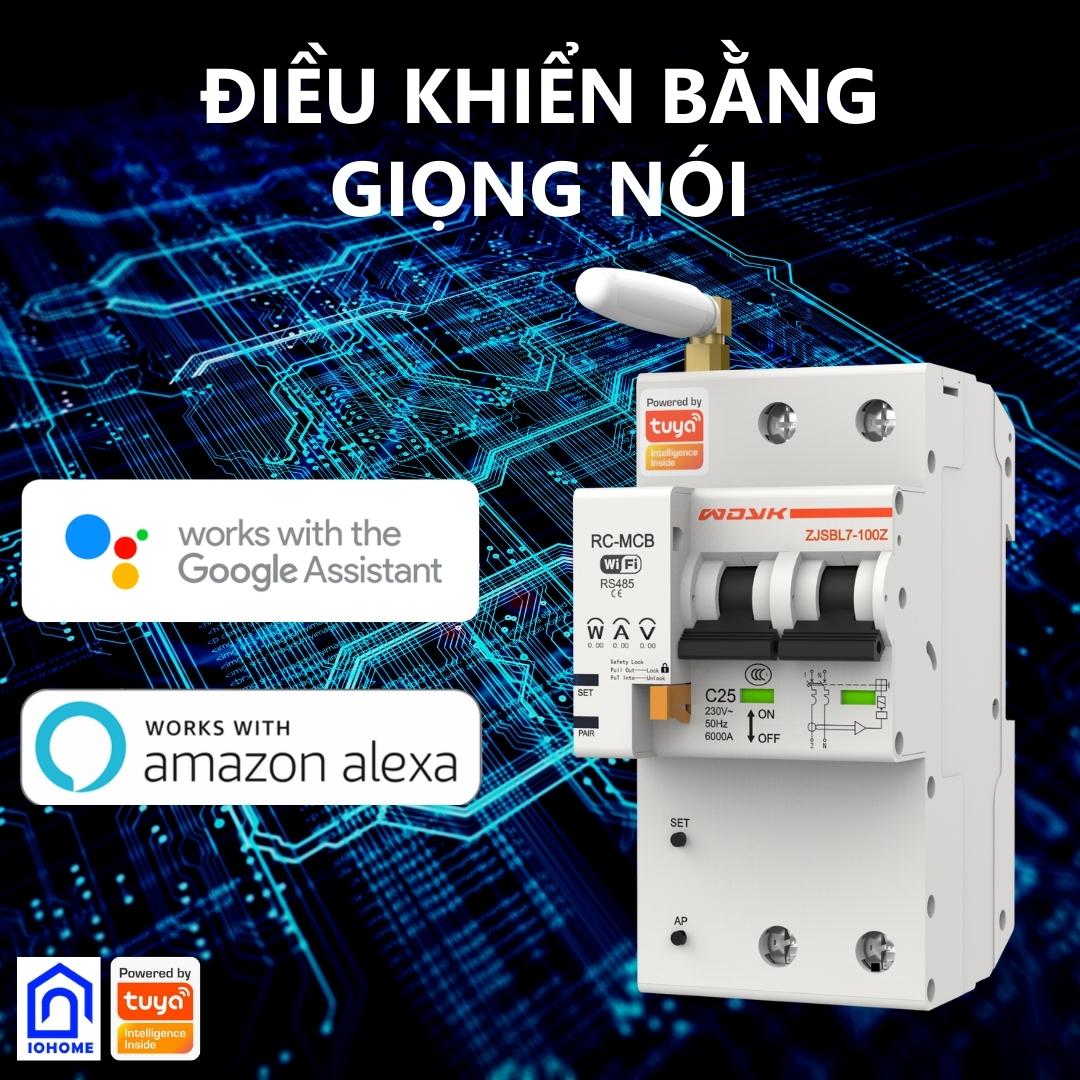 RC - MCB thông minh Tuya 2P kết nối wifi, điều khiển bật tắt từ xa qua điện thoại và đo điện năng tiêu thụ