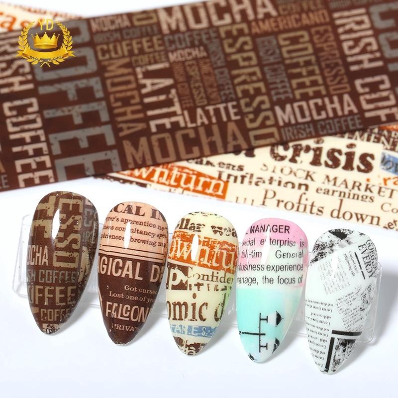 Sticker dán móng tay in chữ phong cách cổ điển