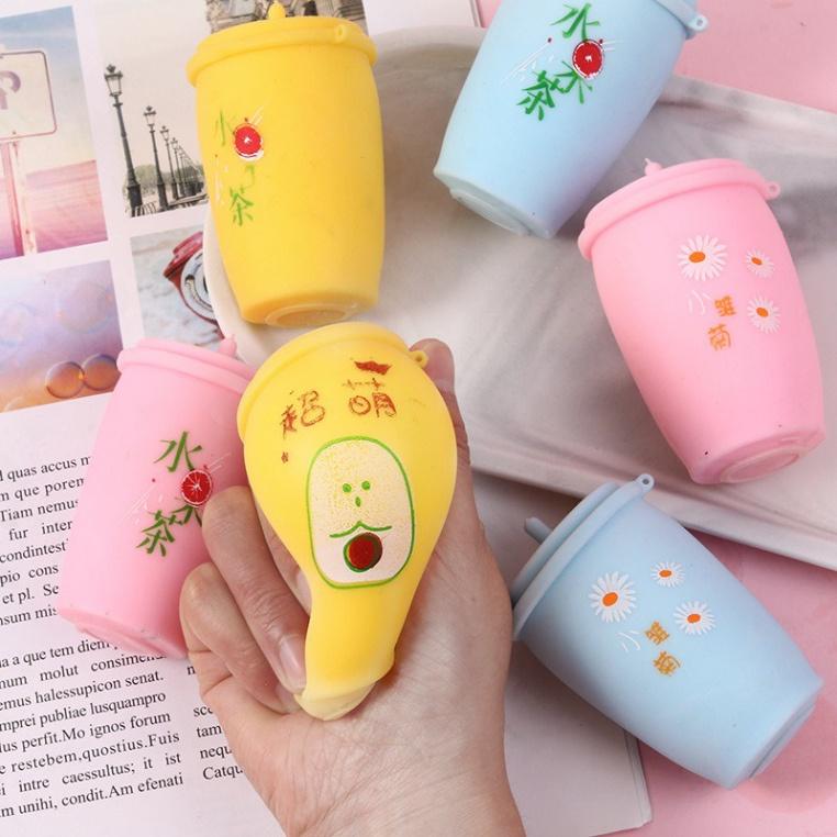 Squishy Mochi hình CỐC TRÀ SỮA EMOJI mềm mịn dễ thương chân thực giảm stress co dãn đàn hồi