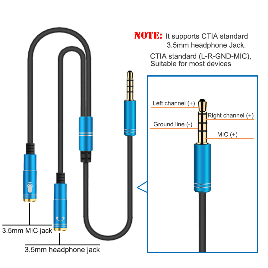 Cáp chia Audio ra mic và loa loại tốt dài 15cm