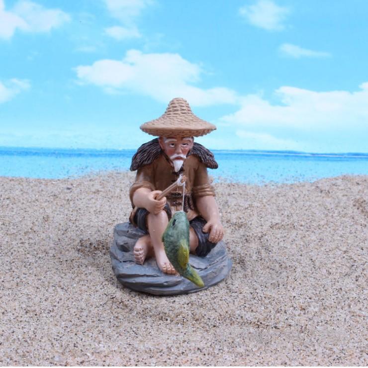 KHO-HN * Mô hình lão ngư dân ngồi câu cá - trang trí bể thủy sinh, tiểu cảnh, terrarium, DIY