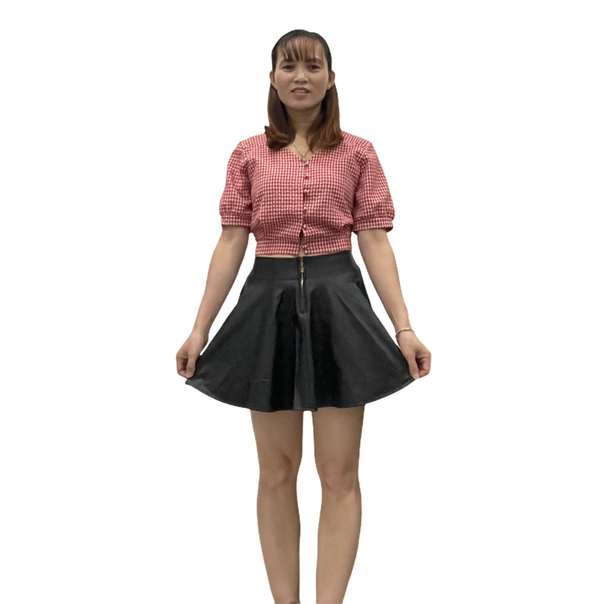 Chân Váy Chữ A Da Pu Lưng Cao Thời Trang Hàn Quốc V05 47-50 KG JIAMI
