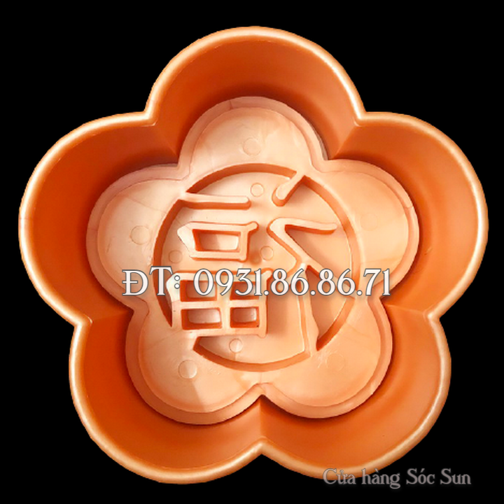 Bộ 3 khuôn ép xôi hoa mai 5 cánh Phúc Lộc Thọ loại 16 cm - Mã số 1614