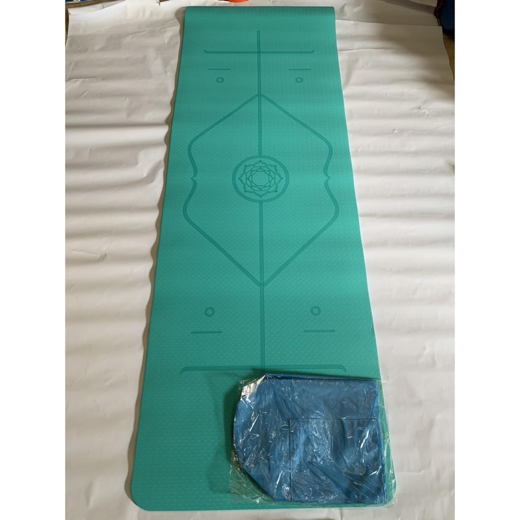 Thảm yoga TPE 1 lớp định tuyến Xanh Ngọc Cao Cấp(dày 6mm và 8mm)-Tặng bao đựng thảm to chống nước