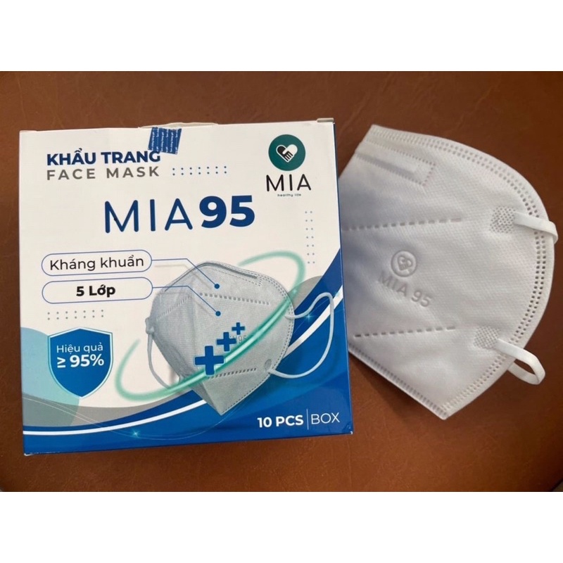 Khẩu Trang Y Tế Kháng Khuẩn N95 MIA-5 Lớp-Không Van-10 Cái/Hộp-Hàng Chính Hãng