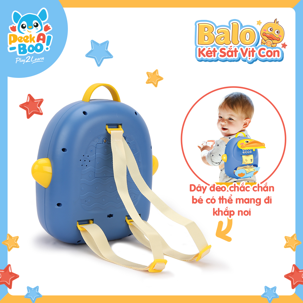 Đồ Chơi PEEK A BOO Đồ Chơi Balo Két Sắt Vịt Con Cho Bé-Xanh PAB023B