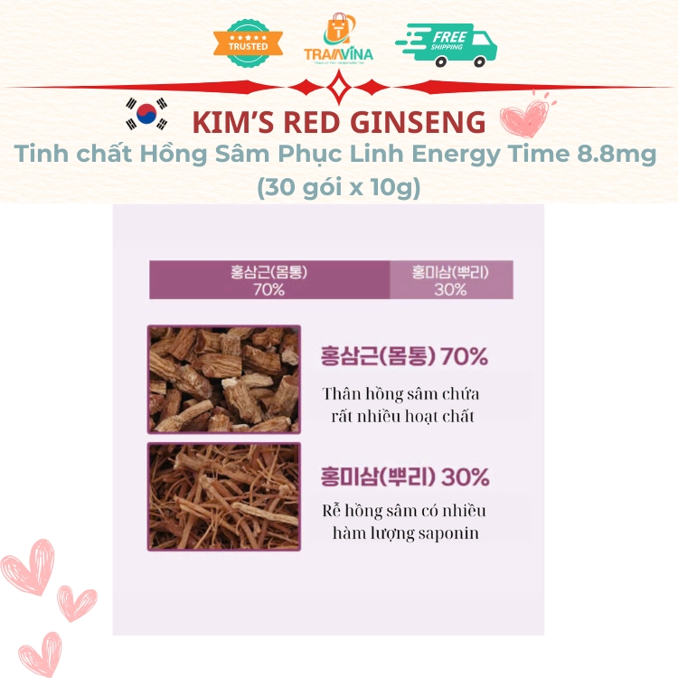 Tinh Chất Hồng Sâm Kim's Red Ginseng BalanceTime cho phụ nữ (30 gói x 10ml) 