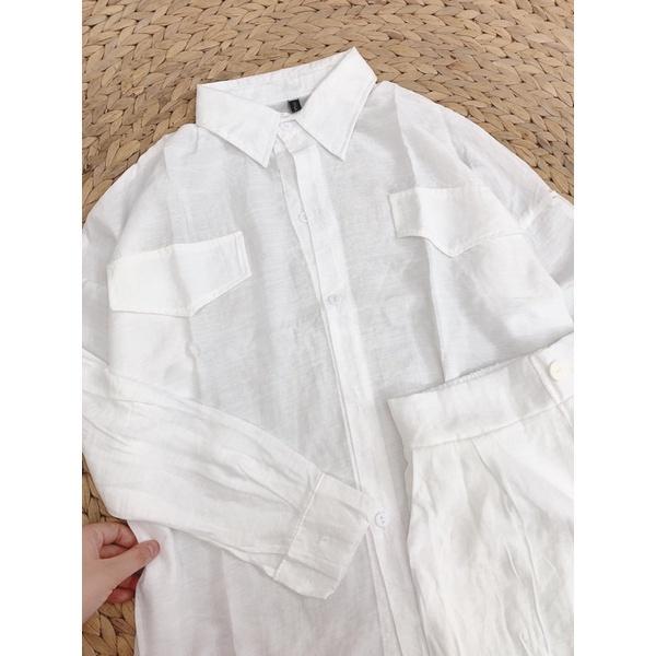 Sét bộ đũi trắng dài tay nắp túi - SHOP HASCOO DD