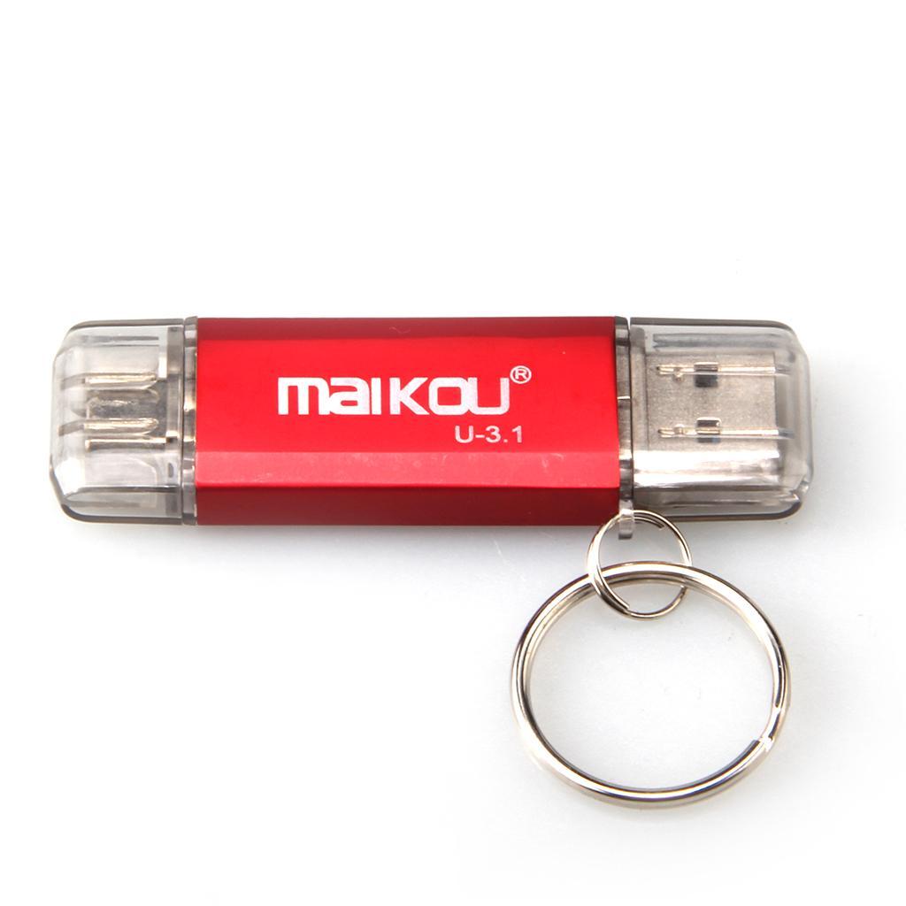 2 in 1 USB 3.0+ Type C OTG Flash Drive Memory Stick 256GB Storage red