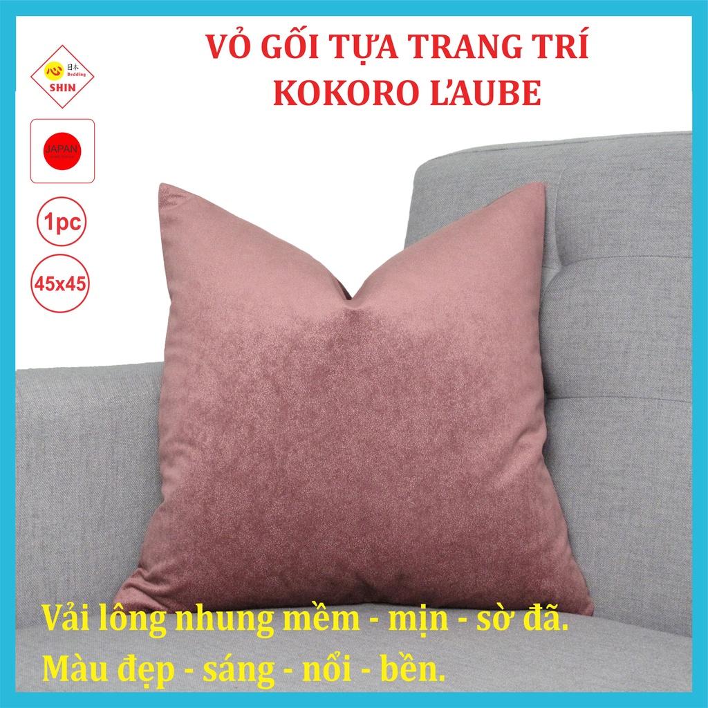 Vỏ gối tựa lưng vải nhung cao cấp Kokoro hiệu L’aube 45x45cm màu đỏ gạch