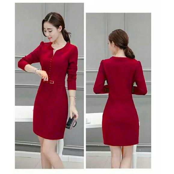 Đầm suông cổ cách điệu đính ngọc trai cao cấp - DS42