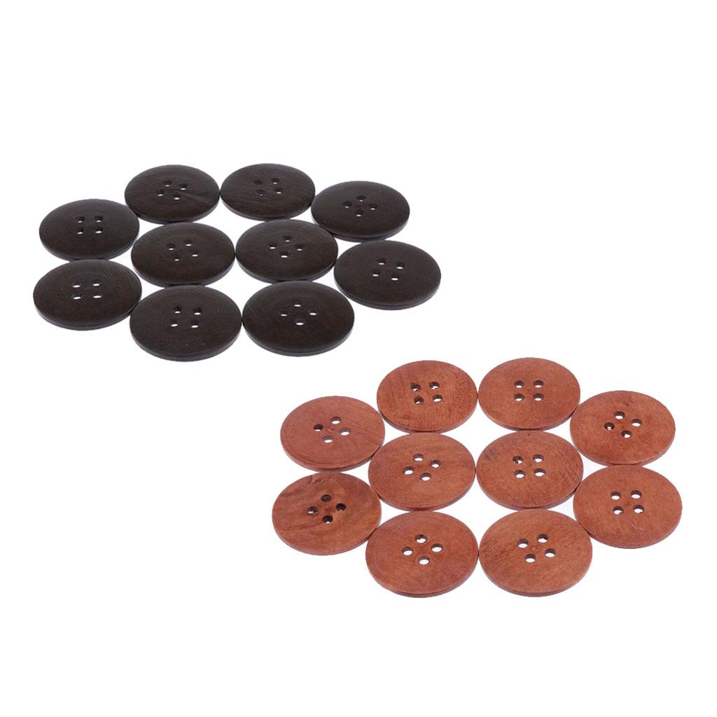 Chiwanji 20 Chiếc Phẳng Nút Gỗ 4 Lỗ May Quần Áo Phụ Kiện 50 Mm 2 Màu