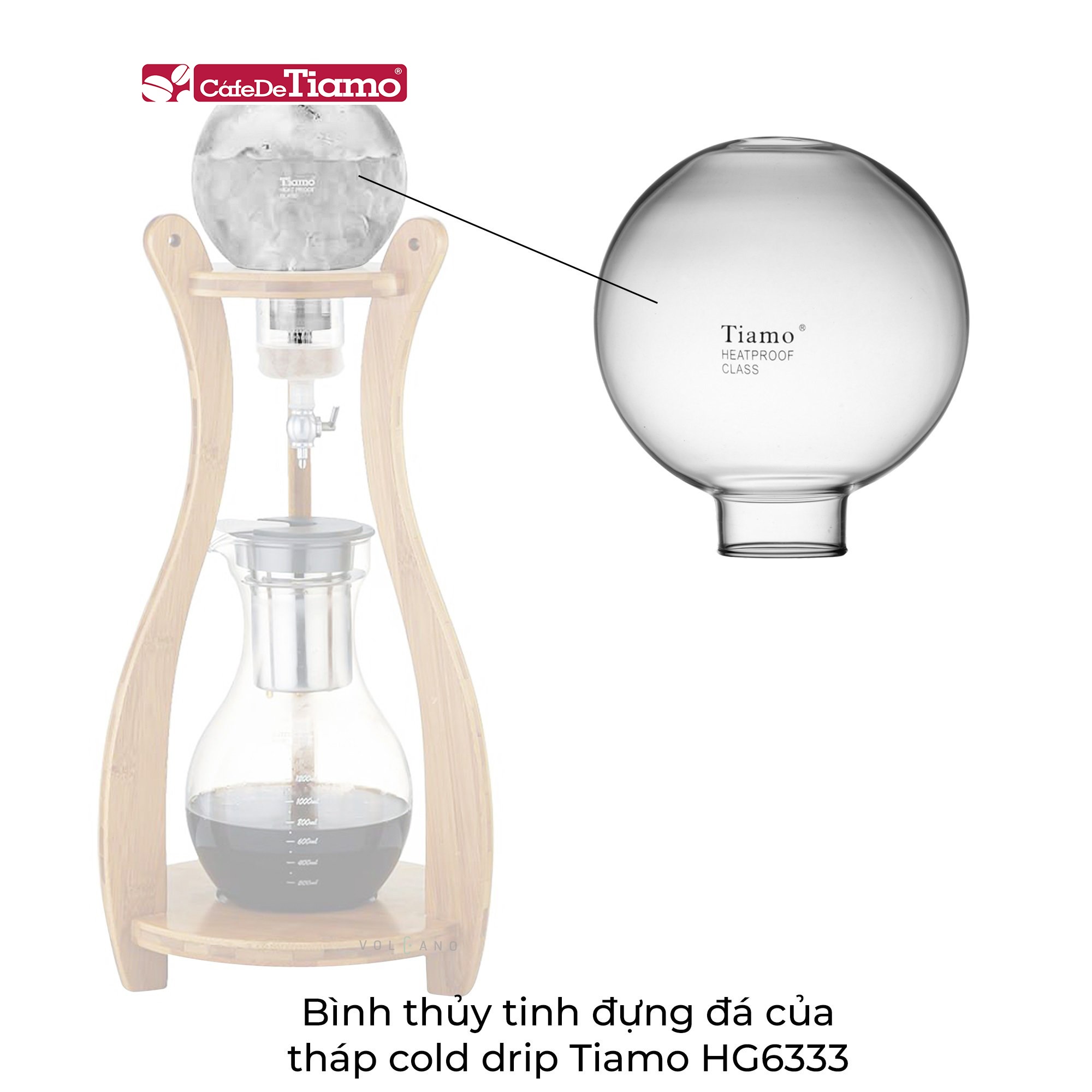 Bình thủy tinh đựng đá của tháp cold drip Tiamo HG6333 