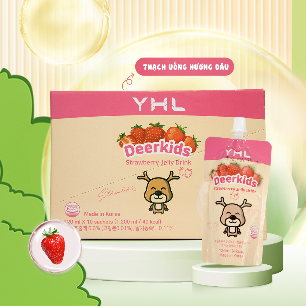 Thạch uống Deerkids nhung hươu hương dâu YHL 10 gói Hàn Quốc