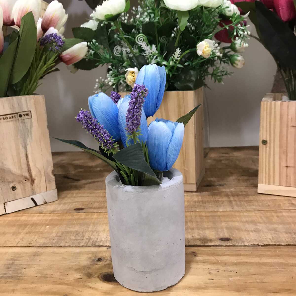 Bình Hoa Giả -  Hoa Tulip Và Hoa Lavender - Hoa Vải Cao Cấp - Hoa Vintage