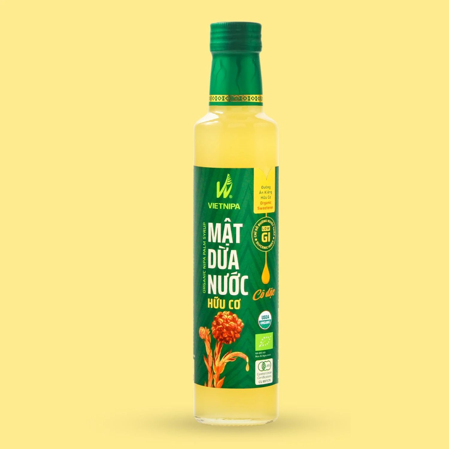 Mật Dừa Nước Vietnipa 375g Dùng Thay Thế Đường Tinh Luyện,  Chỉ Số Đường Huyết Thấp Tốt Cho Người Tiểu Đường, Ăn Chay, Ăn Kiêng