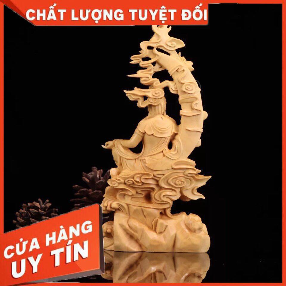 TƯỢNG QUAN ÂM TỰ TẠI - Gỗ Hoàng Dương cao cấp