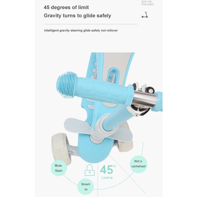 Xe trượt Scooter trẻ em 5in1 PU 3wheels Flashing Swing Car Lifting (từ 1- 3 tuổi)