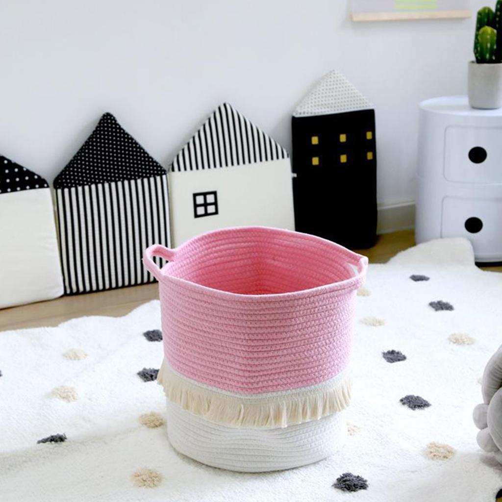 2x Laundry Basket 13 x 12inch Cotton Rope Basket Woven Storage w/ Handle