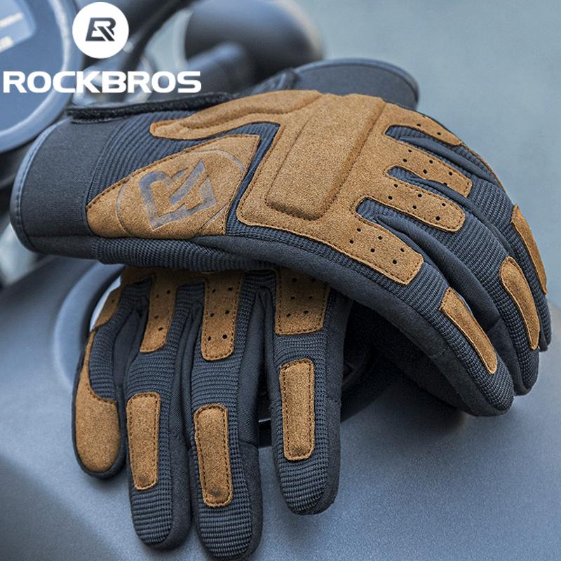 Rockbros Găng tay xe đạp nam Màn hình cảm ứng Găng tay xe máy Mùa xuân Găng tay Windproof Găng tay MTB Full Finger Cycling Găng tay Color: MT003ORANGE Size: XXL