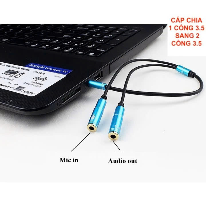 Cáp chia Audio 3.5mm ra mic và loa (Màu Giao Ngẫu Nhiên) - Hàng Chính Hãng