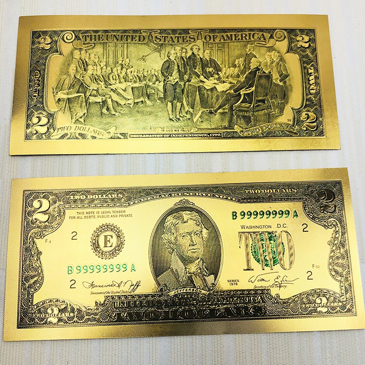 Combo 10 tờ 2 USD mạ vàng