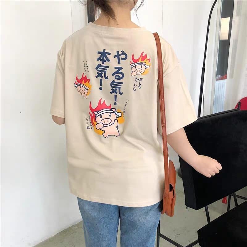 Áo Thun Nam Nữ Tay Lỡ Nam Nữ Unisex HOẠT HÌNH PIG
