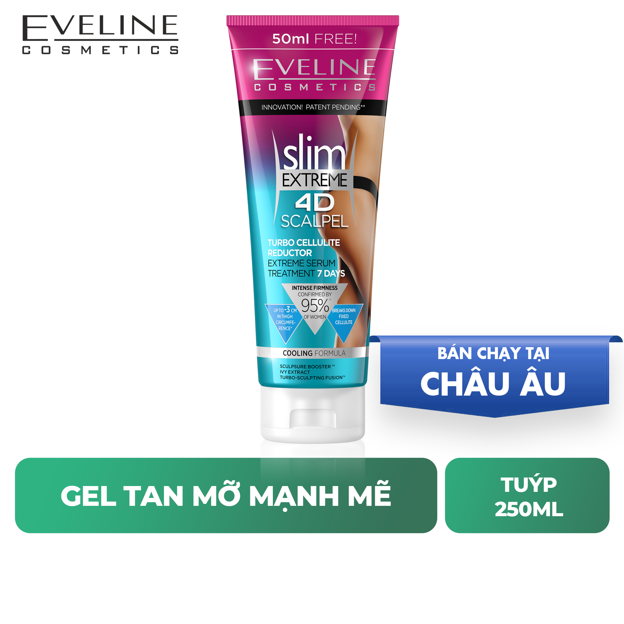 Gel Hỗ trợ giảm mỡ Eveline Slim Extreme 4D  - Tuýp 250ml