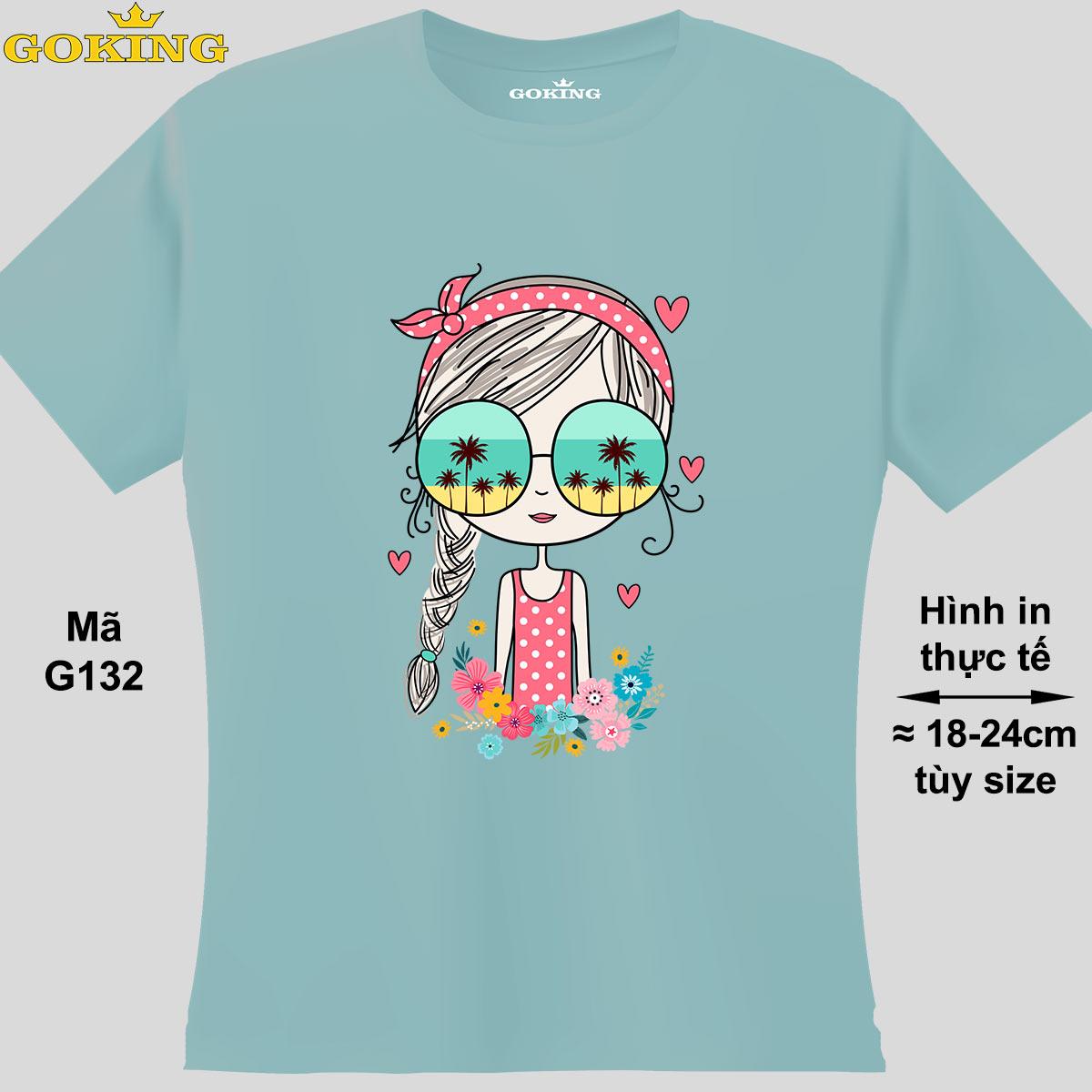 THE GIRL, mã G132. Áo thun nữ hàng hiệu Goking, form unisex. Áo phông in đẹp, quà tặng cao cấp cho mẹ và bé gái