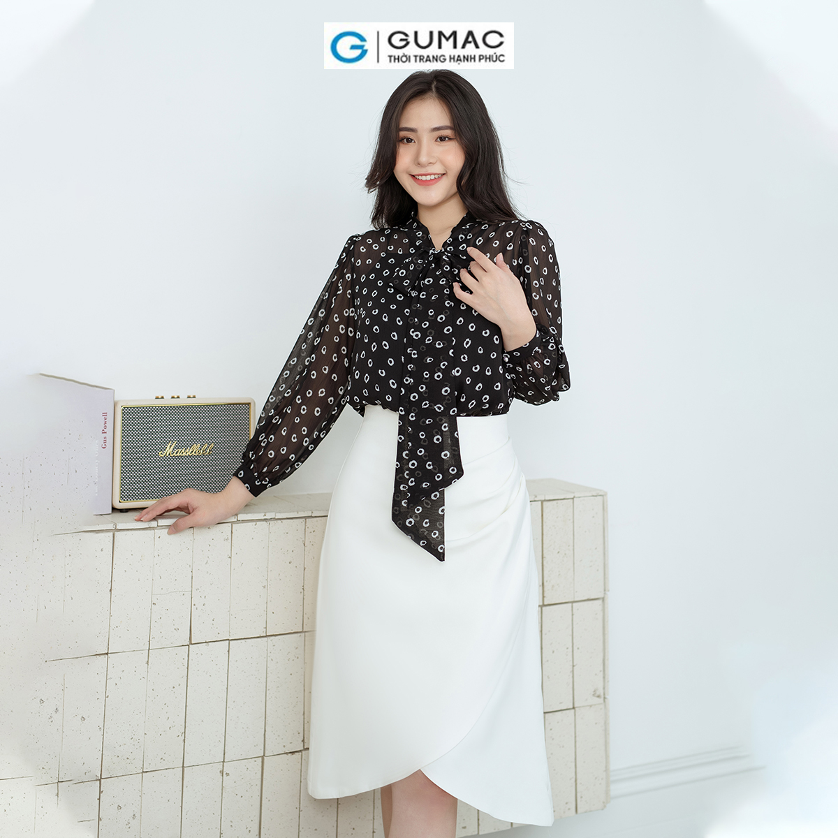 Váy xếp ly vạt tròn GUMAC VD08002