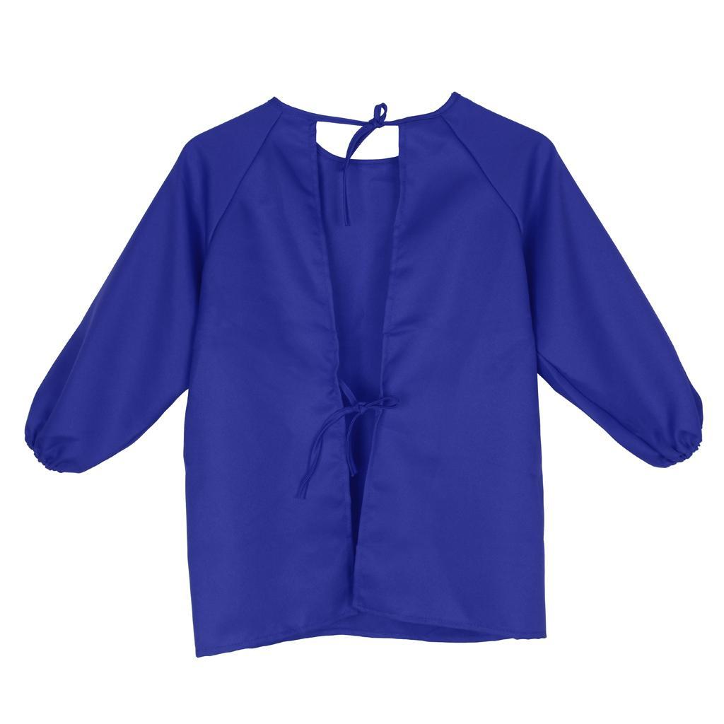 Childrens Waterproof Long Sleeve Apron Smock  Painting Blue - S