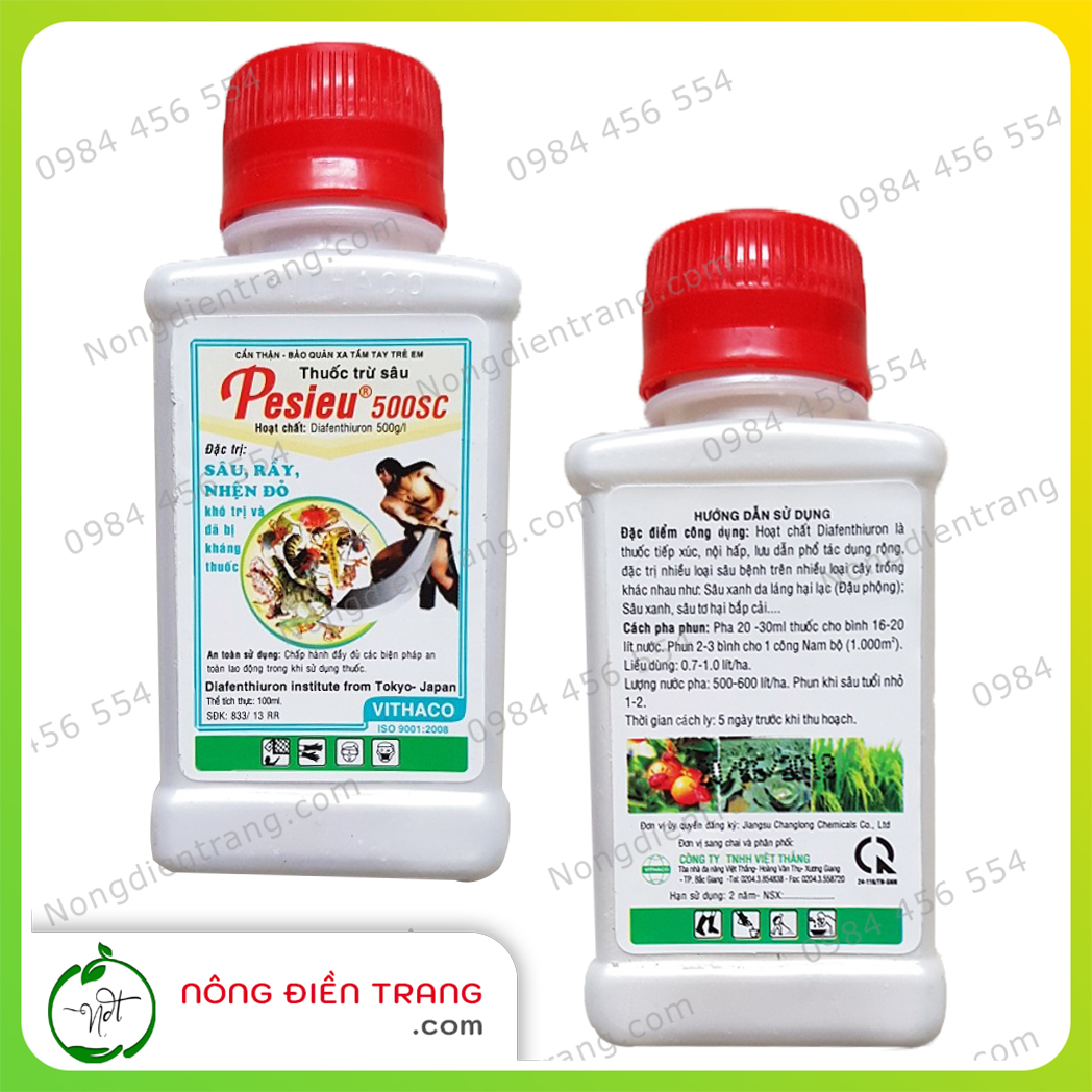 Pesieu 500SC - Chai 100ml - Th.uốc Trừ sâu rầy nhện đỏ sâu xanh bù lạch bọ xít trên hoa cây cảnh cây ăn trái VTNN Nông Điền Trang