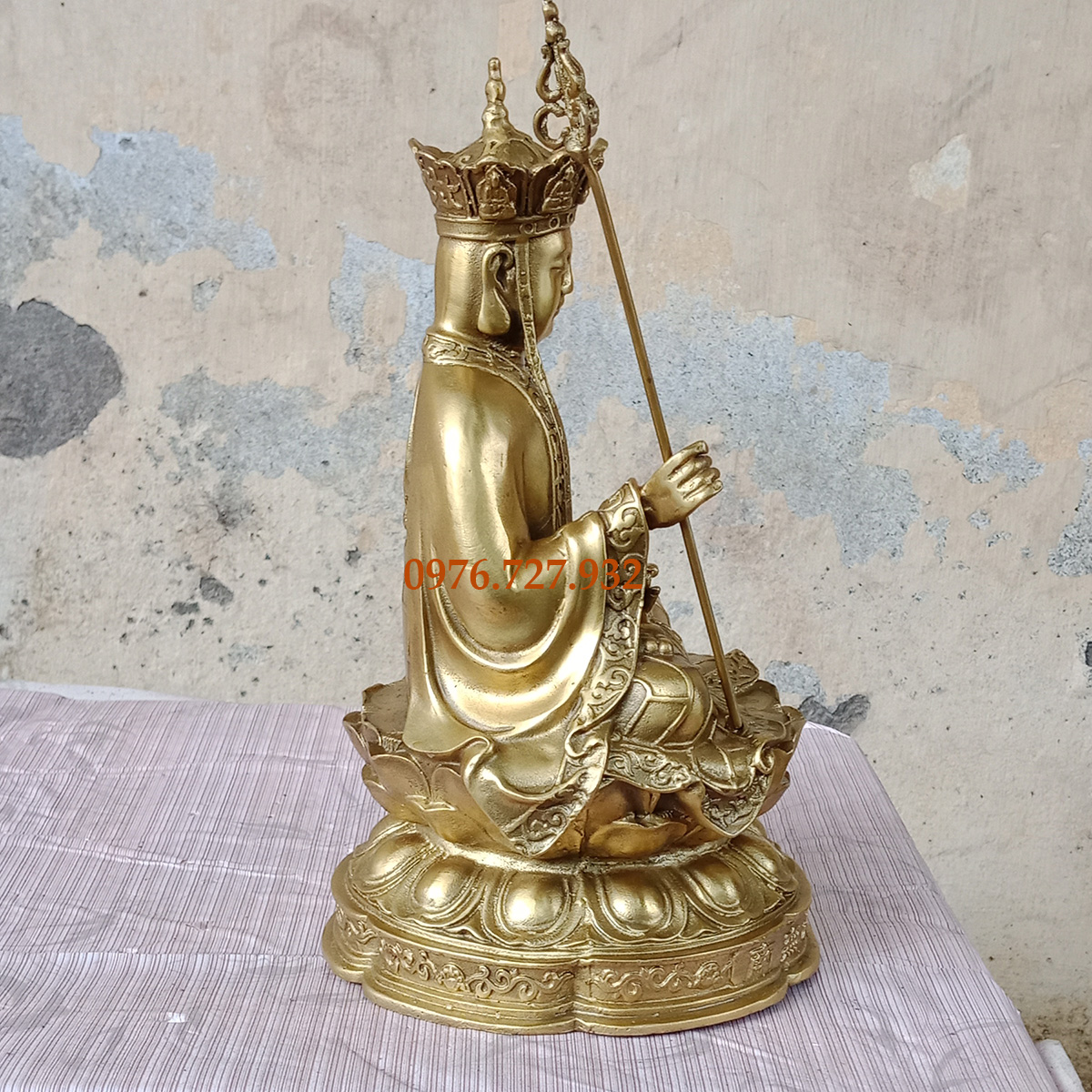 Tượng phật địa tạng cao 25cm, tượng địa tạng vương bồ tát, tượng phật địa tạng bằng đồng