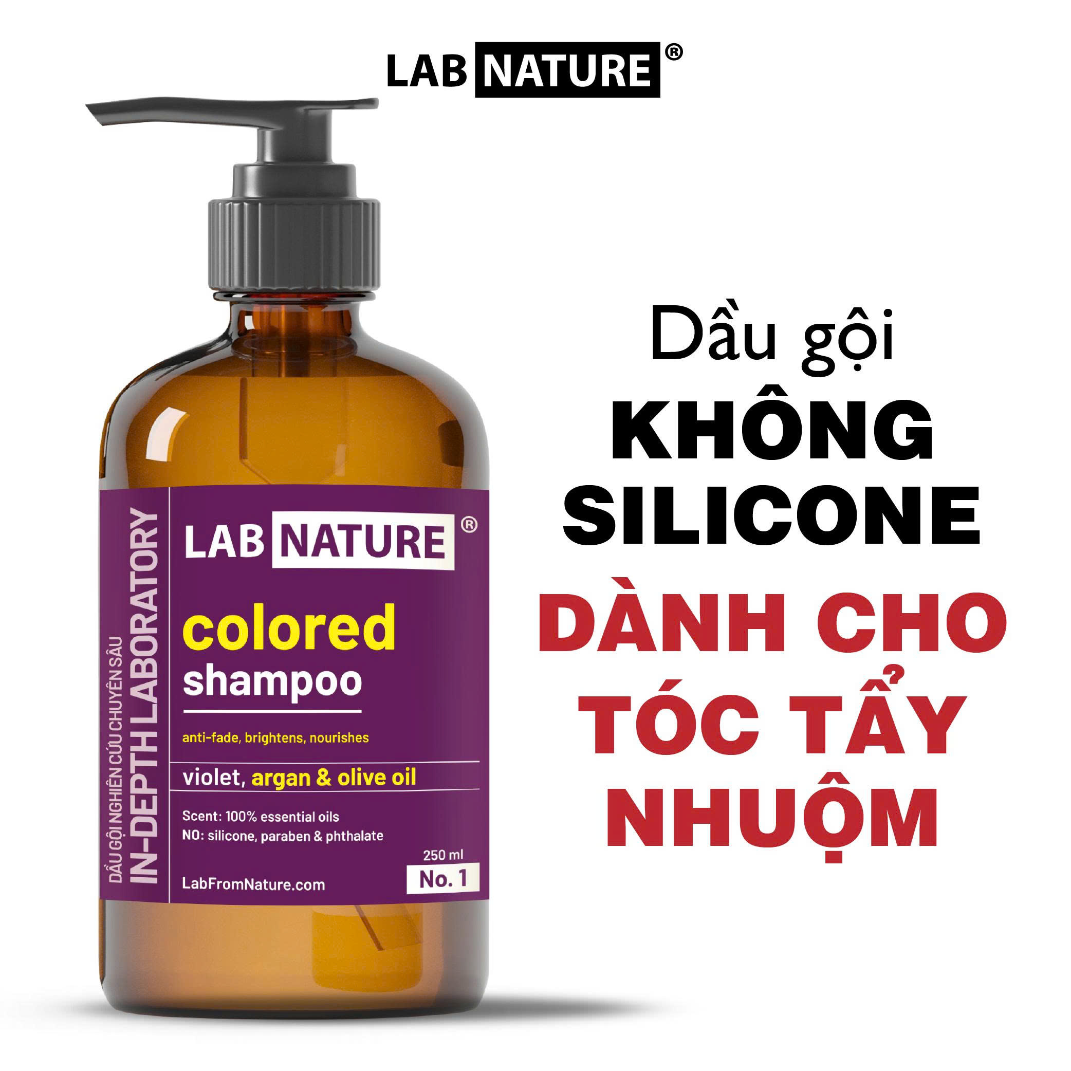 Dầu gội tím LAB NATURE Không Silicone, giúp Khử Vàng và Giữ Màu Nhuộm - 250ml
