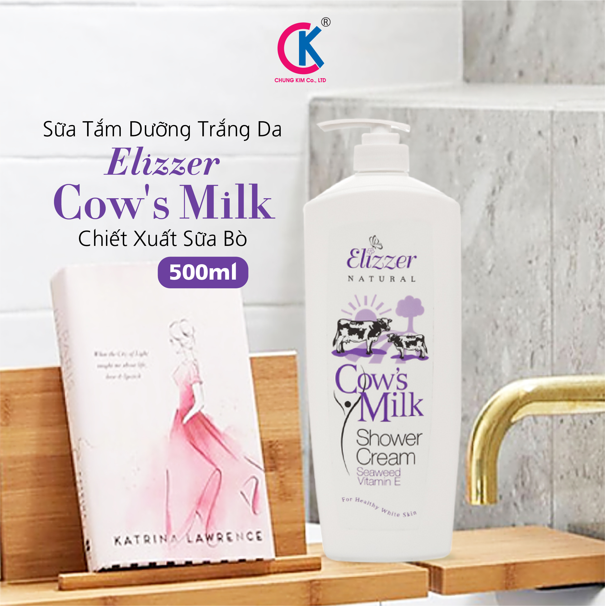 Sữa Tắm Dưỡng Trắng Da Elizzer Cow's Milk Chiết Xuất Sữa Bò 500ml