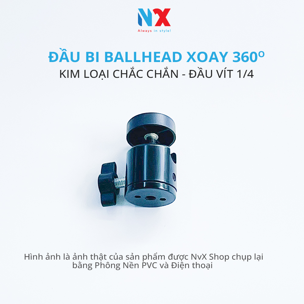 Đầu bi ballhead xoay 360 độ dùng để kết hợp với chân máy ảnh có vít 1/4 - gắn máy ảnh, đèn livestream, điện thoại
