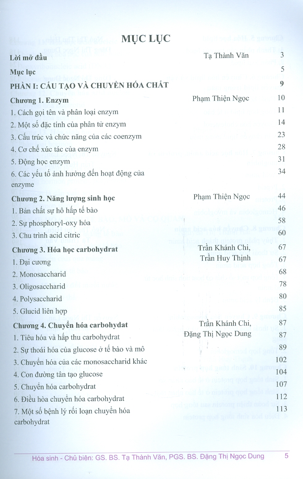 Hóa Sinh (Sách đào tạo bác sĩ y khoa) (Xuất bản lần thứ tư có sửa chữa và bổ sung) - Chủ biên: GS.BS. Tạ Thành Văn, PGS.BS. Đặng Thị Ngọc Dung