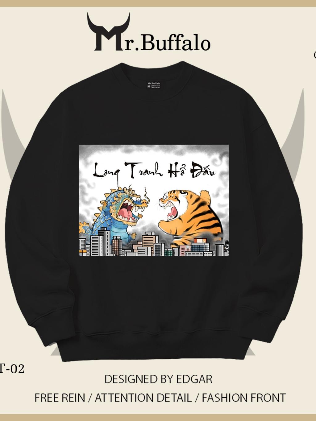 Áo Sweater Hổ, Rồng Vô tri 1 Mr.Buffalo - VT01 Trắng, VT01 Trắng