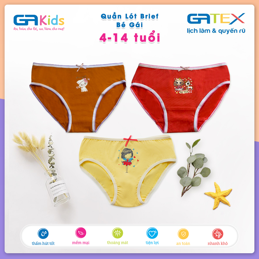 Set 3 Quần Lót Brief Cho Bé Gái GAKIDS - Cotton Cao Cấp, Sự dễ thương và thoải mái