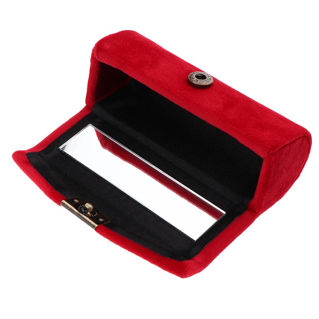 Makeup Holder Lipstick Case Velveteen Lip Balm Perfume Storage Box with Mirror for Purse Handbag Travel