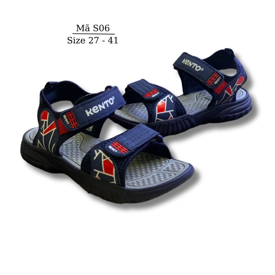Dép sandal quai hậu bé trai cao cấp KENTO S06 NHÍM SHOP Dép đi học trẻ em siêu nhẹ kháng khuẩn phong cách thể thao năng động 3 - 15 tuổi Xanh Đen Pha Đỏ Thời Trang