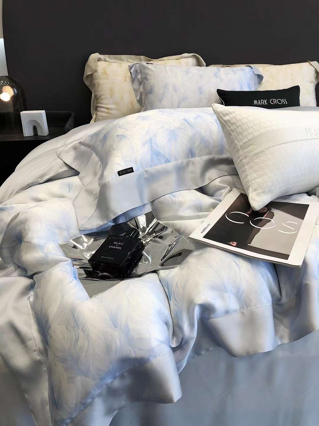 Bộ Chăn Ga Gối Drap Giường Tencel 100s Bộ Chăn Ga Gối Đệm 5 Món Chăn Chần Bông Lụa Nhà Hin Home Bedding